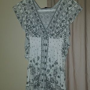 butterfly sleeve paisley top